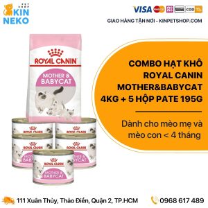 Combo Thức ăn cho mèo Royal Canin Mother&Babycat 4kg + 5 hộp Pate Royal Canin Mother&Babycat 195g