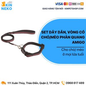 set dây dẫn và vòng cổ phản quang amigo