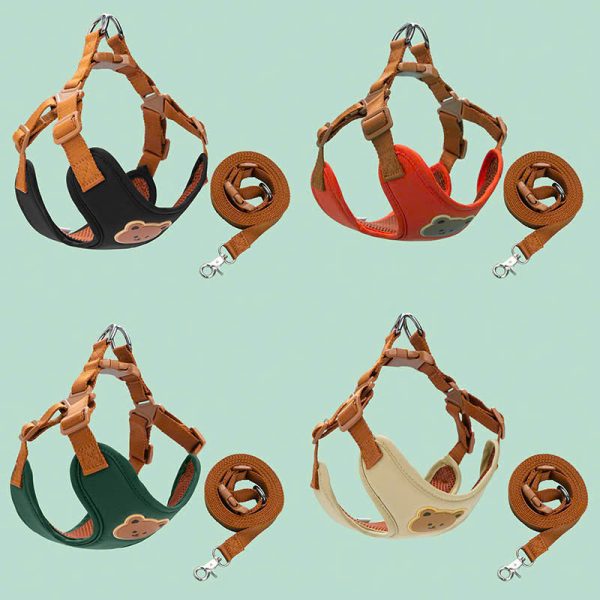 set yếm kèm dây dắt hình gấu nâu
