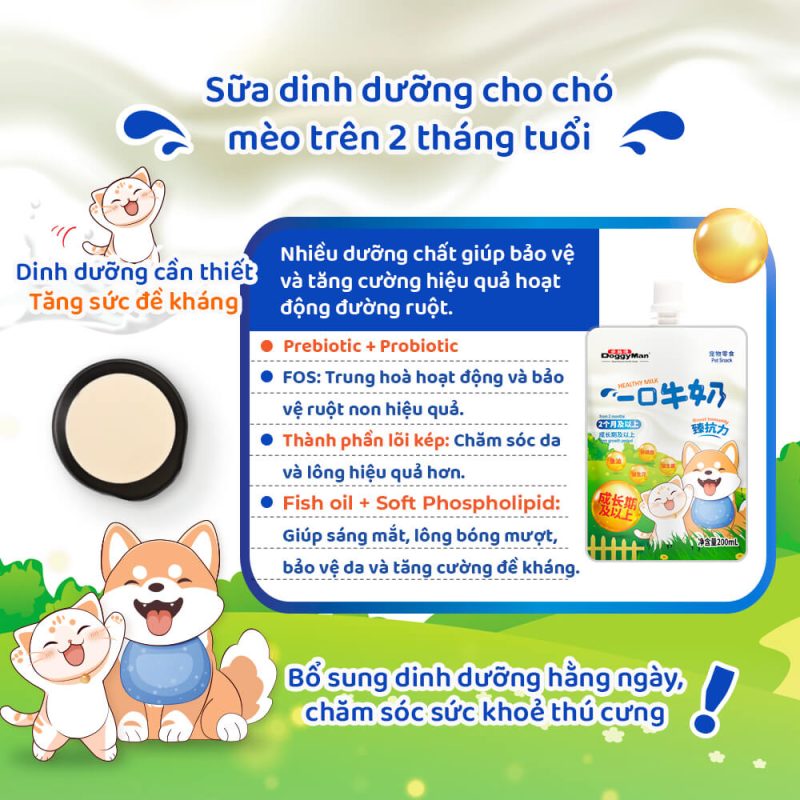 sữa dinh dưỡng cho chó mèo trưởng thành trên 2 tháng tuổi