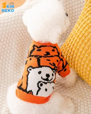 sweater cam họa tiết gấu cho chó mèo