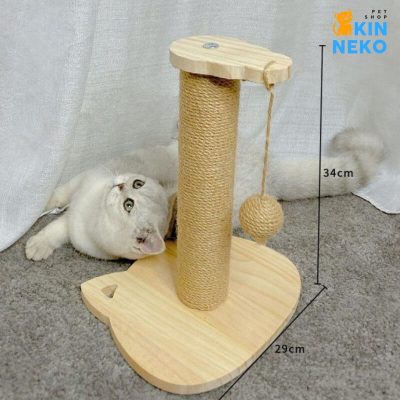 trụ cào đứng kèm tháp banh gỗ mini cho mèo